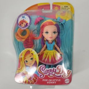 Nickelodeon Sunny Day Pop In Rainbow Hair Style 6" Doll Toy w/ Accessories Brush